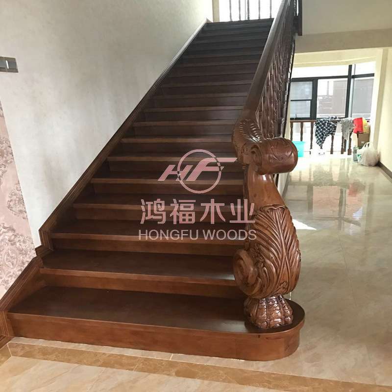 实木复式阁楼别墅装修整套橡胶木楼梯家用楼梯橡胶木基层楼梯