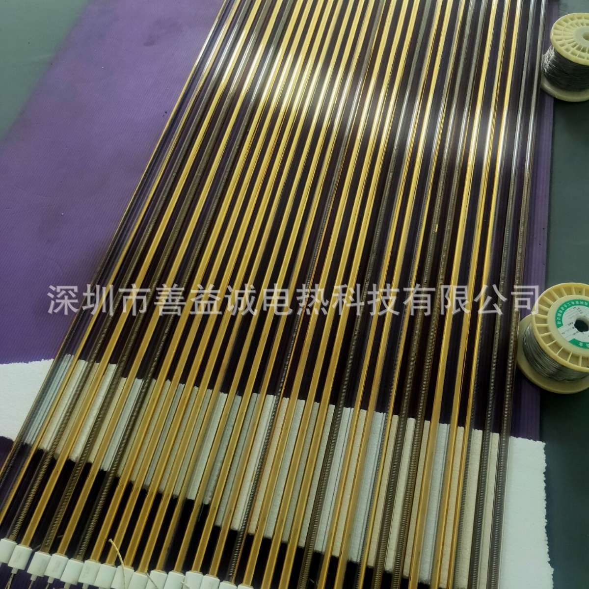 半镀金黄金灯管红外线加热管中波双孔石英半镀金加热管电热管220v