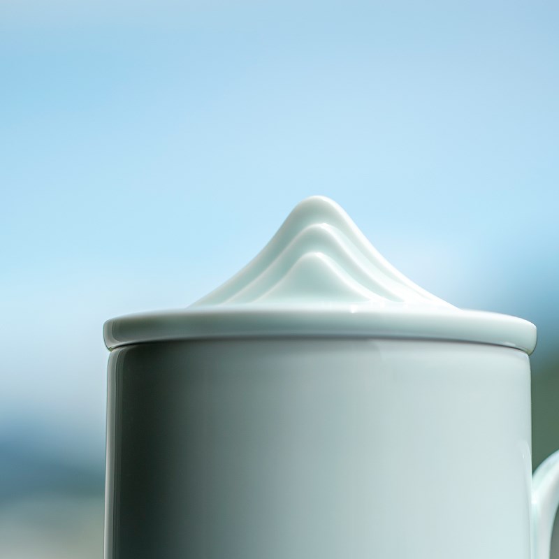 山水间青山办公马克杯带盖景德镇手工陶瓷高颜值水杯子定制礼品杯