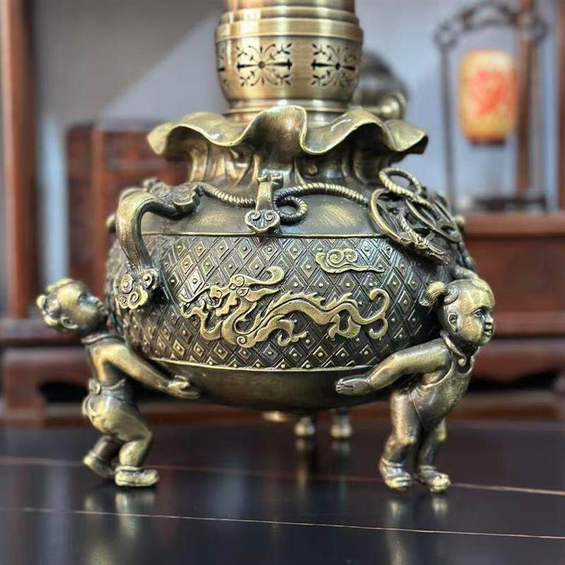 古焰精品空气灯铜茶灯 中式工夫茶煮茶炉 煮水灯炉酥油灯养生茶器