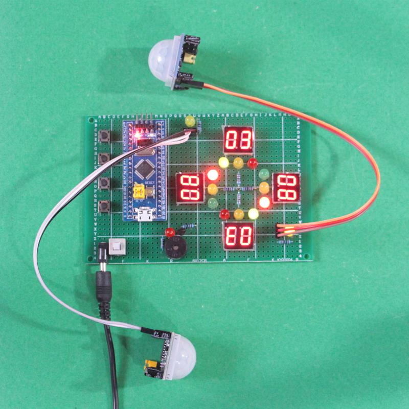 基于STM32单片机智能交通灯设计带人体闯红灯报警功能diy电子套件