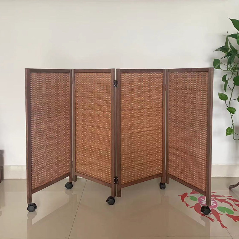 竹编儿童卧室隔断装饰栏可移动折屏区域宠物围栏幼儿园专用小屏风