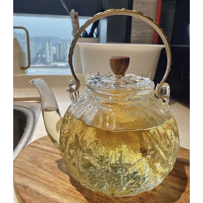南瓜纹提梁壶电陶炉小型煮茶器家用玻璃茶壶透明养生壶烧水壶
