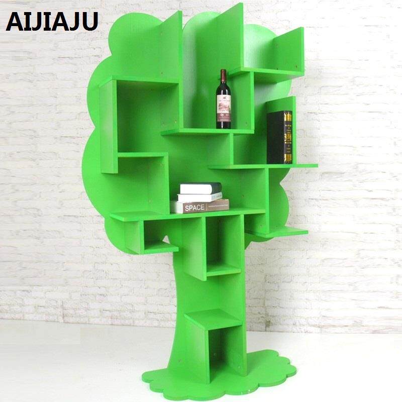 叶子书架大树置物架墙体挂实木走廊壁饰展架软装设计创意落地摆件