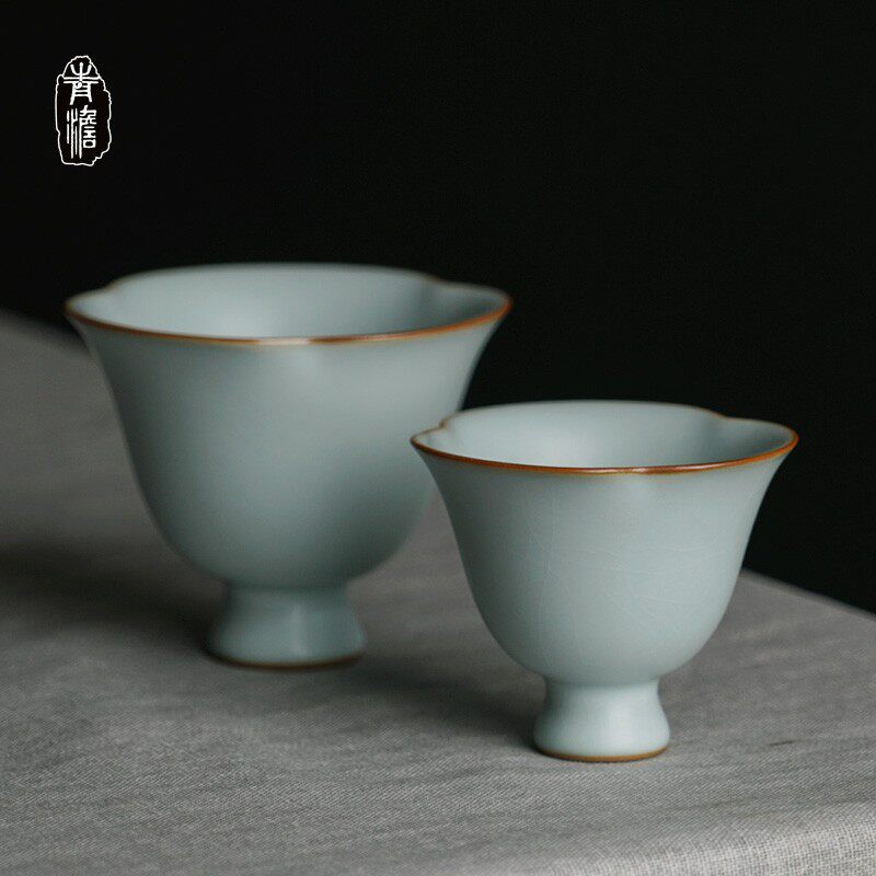 景德镇主人杯手工复古茶杯陶瓷功夫茶茶碗汝窑品茗杯中式开片可养