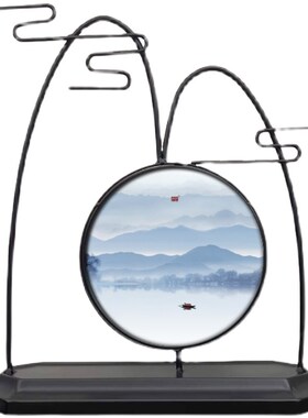 承沁新中式创意轻奢铁艺陶瓷客厅个性摆饰玄关电视柜博古架