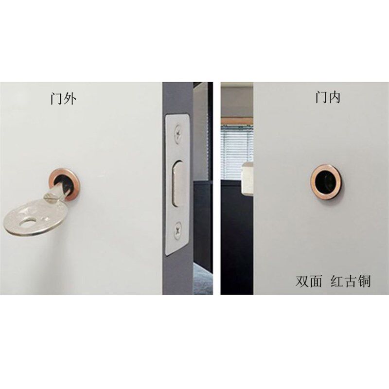 单面双面微型锁孔隐形门锁带钥匙隐蔽暗藏暗门密室平贴管井电柜锁