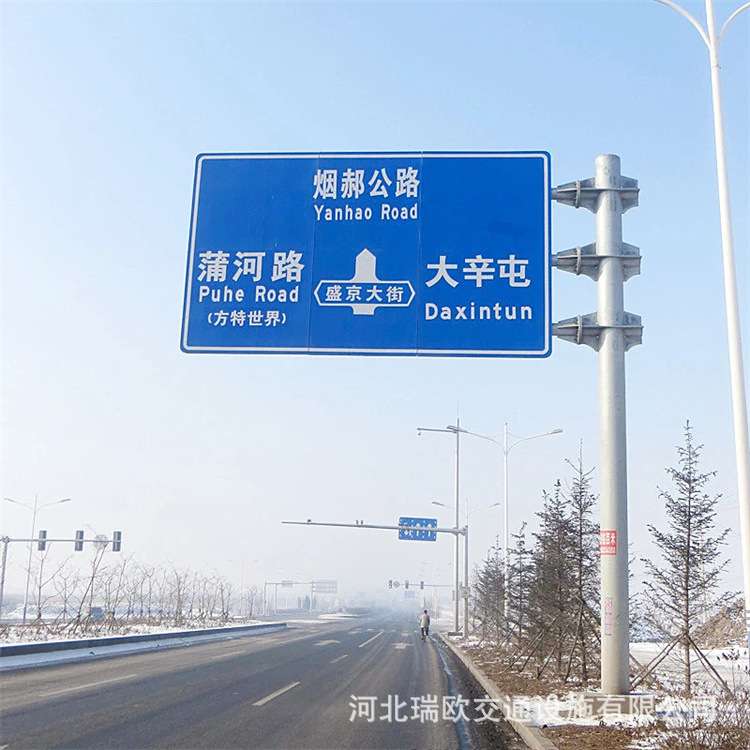 交通标志杆单双柱港口景区户外标志牌立杆安装悬臂式飞机杆龙门架