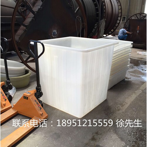 供应1吨正方型塑料桶，1000L塑料方箱1立方印染方桶棉条桶