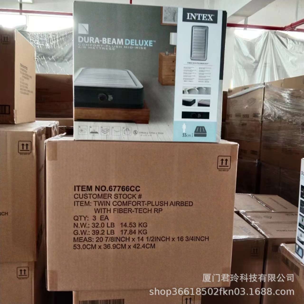 intex 67766充气床垫双人家用单人加厚双层简易床冲气垫子气垫床