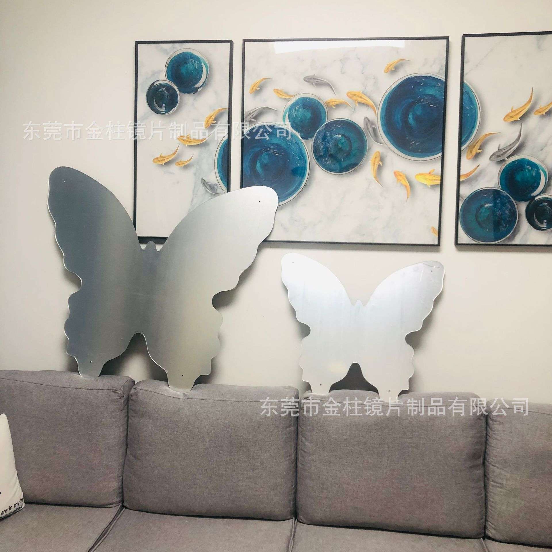 3D亚克力蝴蝶镜100cm大型客厅立体墙贴房间卧室寝室墙面装饰镜面