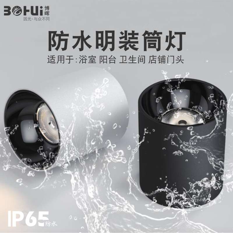 户外室外店铺门头阳台露台酒店雨棚吸顶防雾射灯led明装防水筒灯