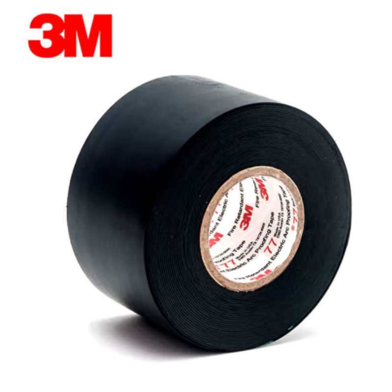 3M77# 防火抗电弧胶带汽修家装隔热阻燃黑50.8mm×6m×0.76mm单个