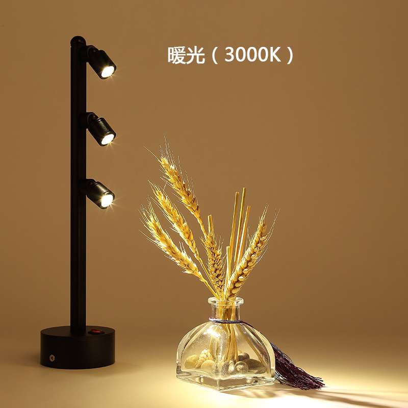 led珠宝柜台双头多头射灯可充电2W3W无线立杆灯展柜展会电池射灯