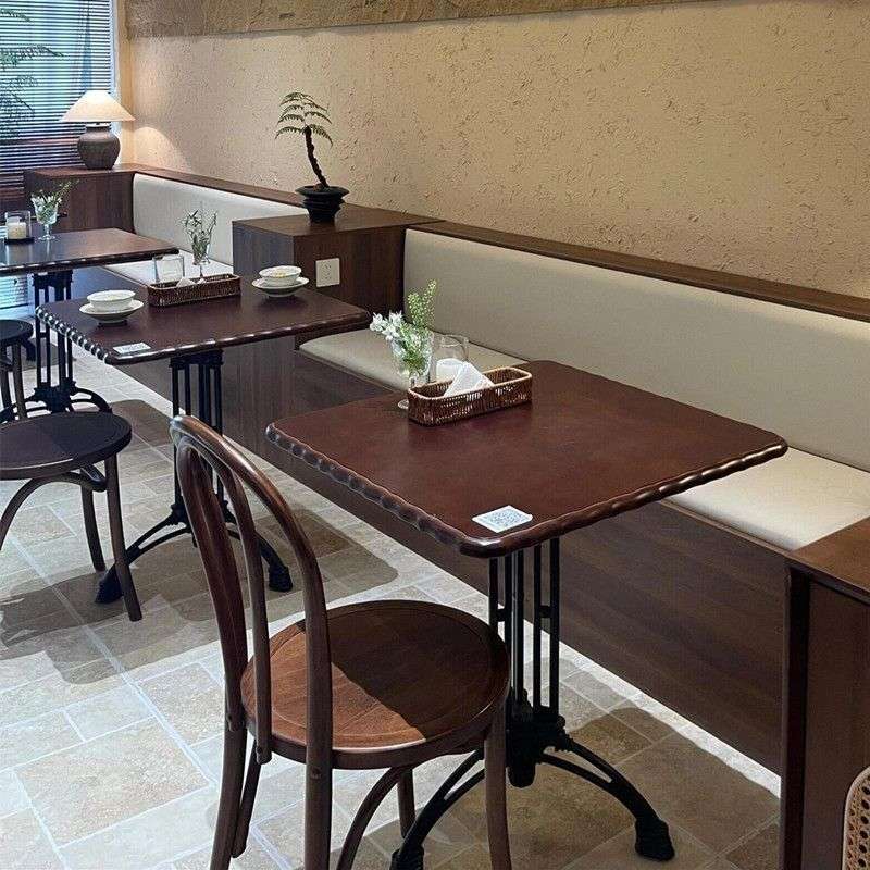 美式复古咖啡厅桌椅主题西餐厅实木餐椅奶茶蛋糕烘焙甜品店小桌子