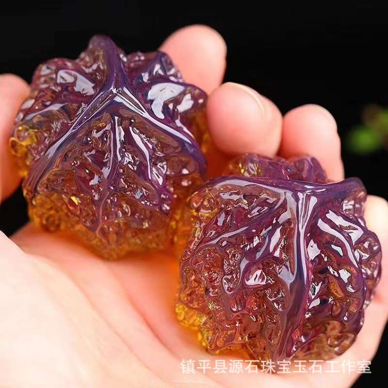 二代金珀蓝珀血珀蜜蜡老红蜡把件健身核桃盘玩锻炼手指琥珀