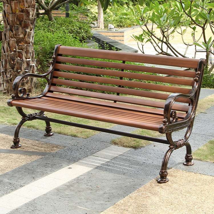 公园椅长椅铸铝户外实木铸铁塑木长凳室外铁艺排椅扶手欧德户外