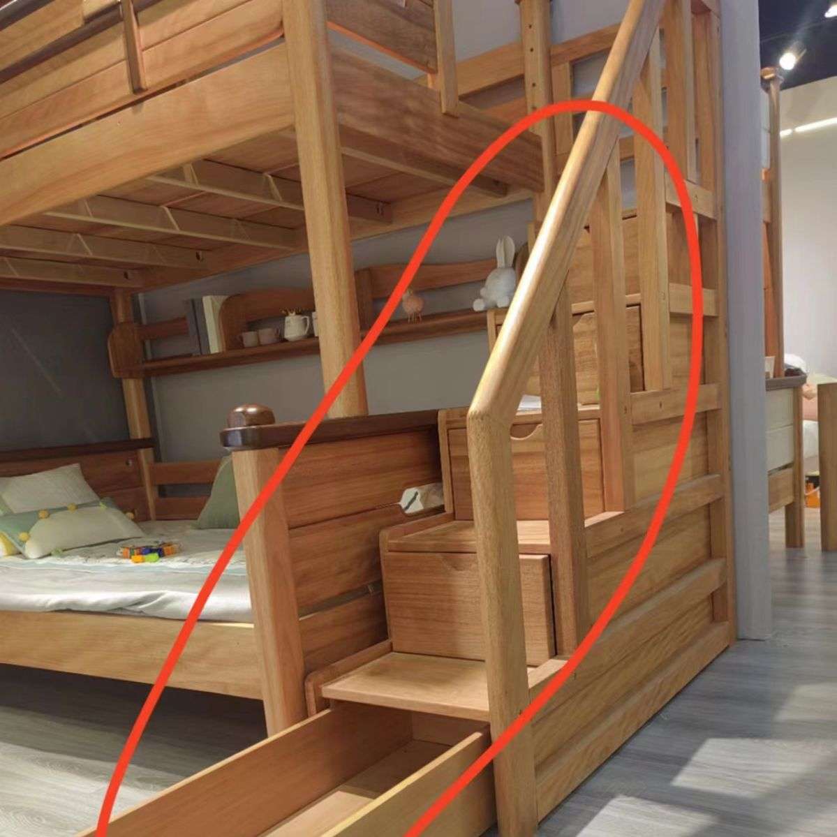 上下床双层子母床家用卧室宿舍通用梯柜红檀木檀丝木原木色和白色