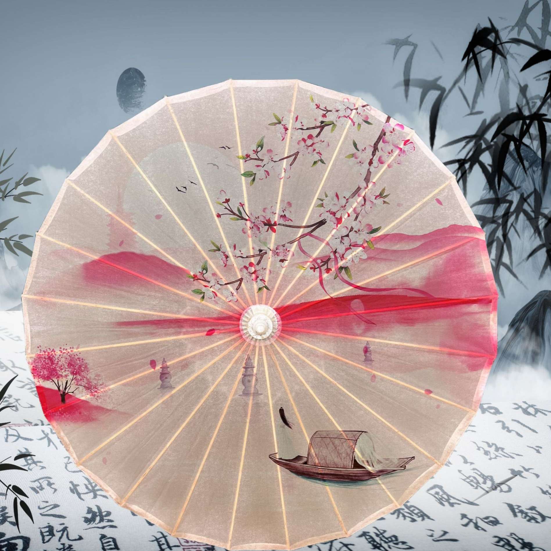 桐油油纸伞西湖中国风汉服伞古风女防雨防晒古典舞蹈装饰演出
