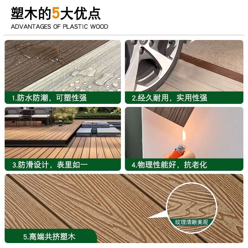 户外塑木地板庭院防腐木自铺露台室外阳台木塑地台pvc塑料围栏板