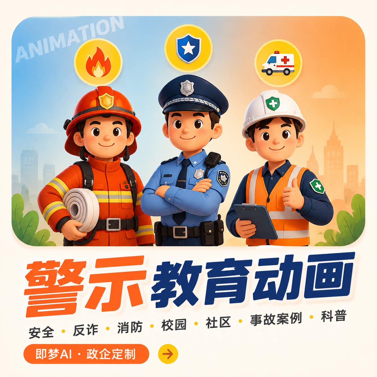 AI警示教育动画制作代做 安全生产反诈普法消防宣传短视频定制图片