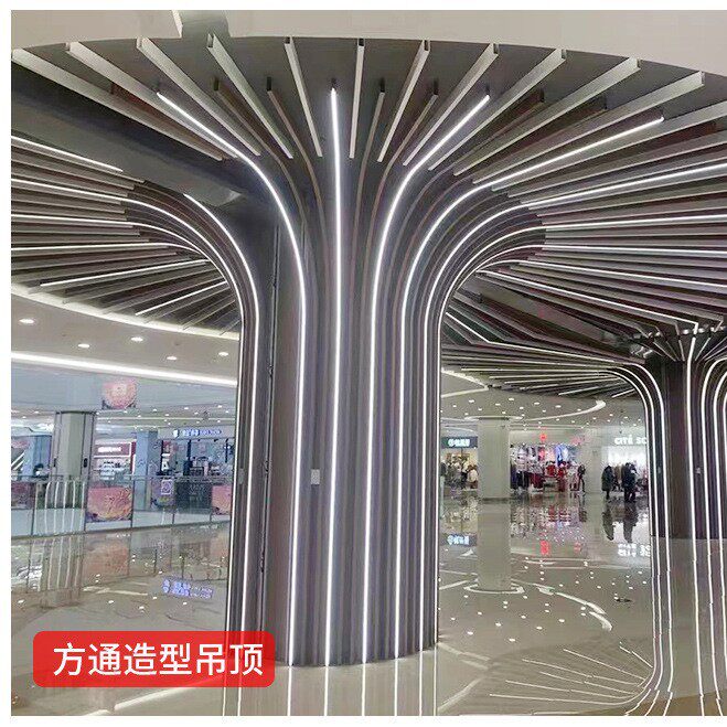 树形异型造型铝方通木纹铝方管吊顶材料源头工厂