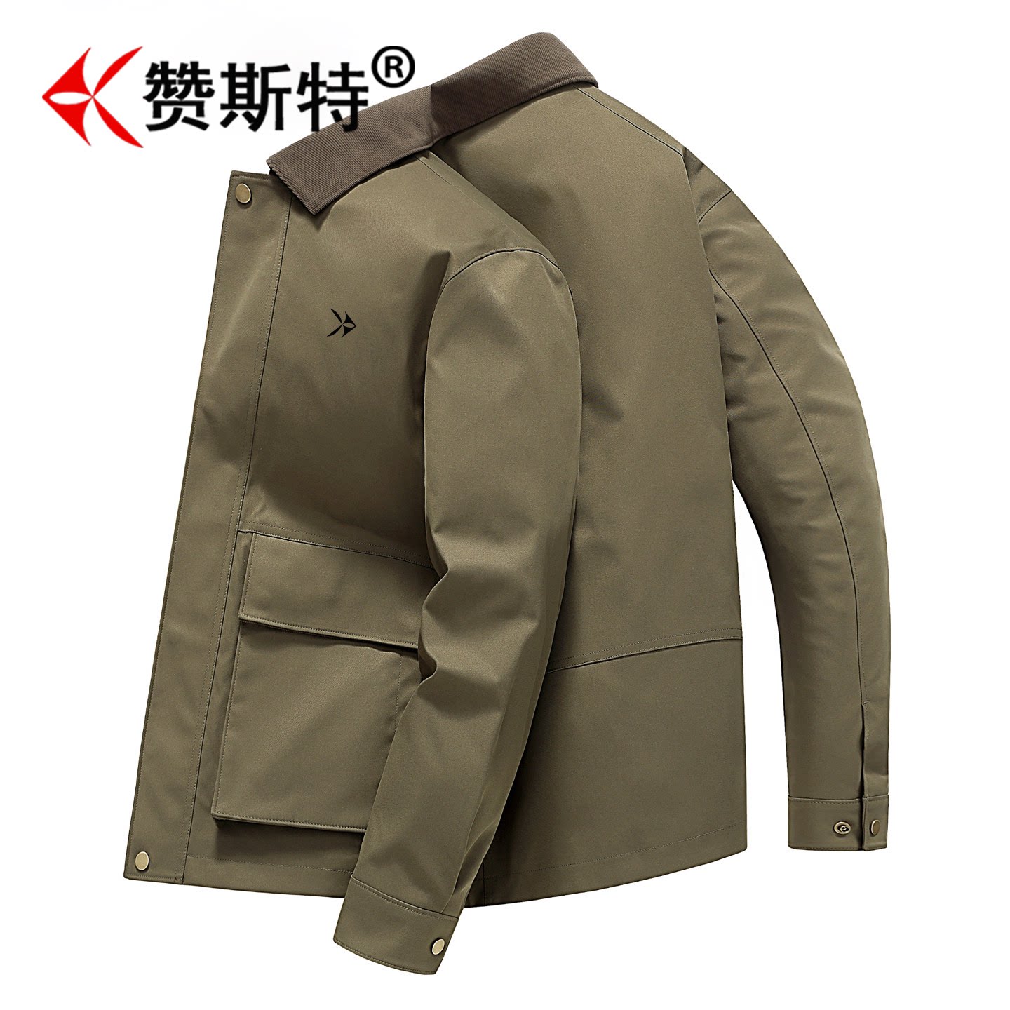 赞斯特品牌夹克男士2026春秋新款休闲翻领茄克衫百搭上衣薄外套