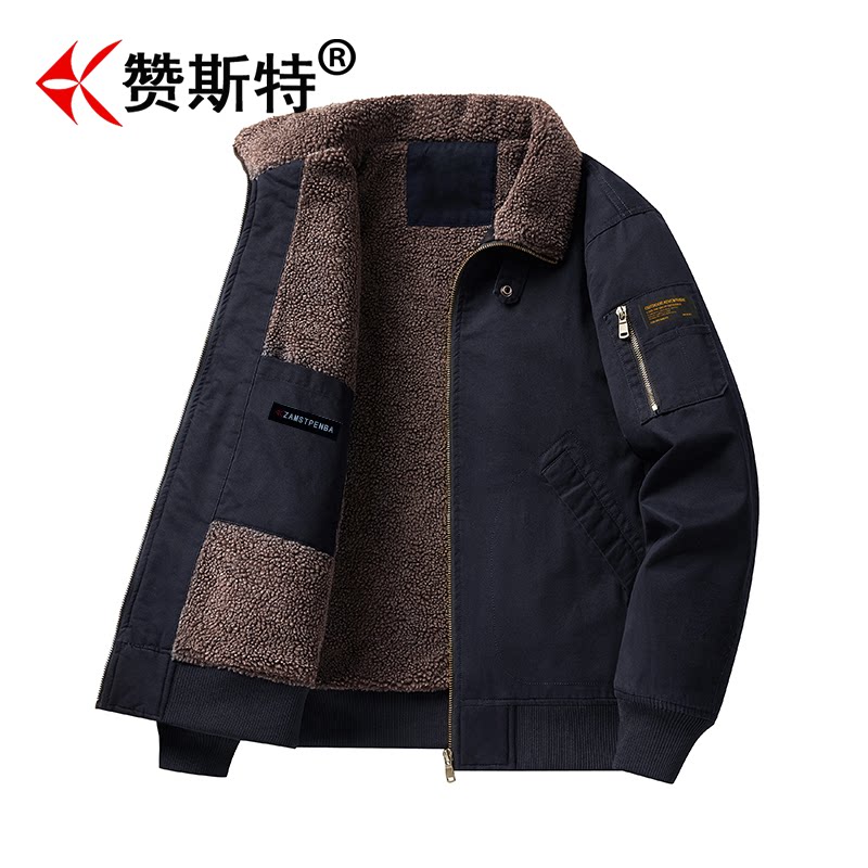 赞斯特品牌飞行员夹克男士2026新款高级感加绒加厚工装外套上衣