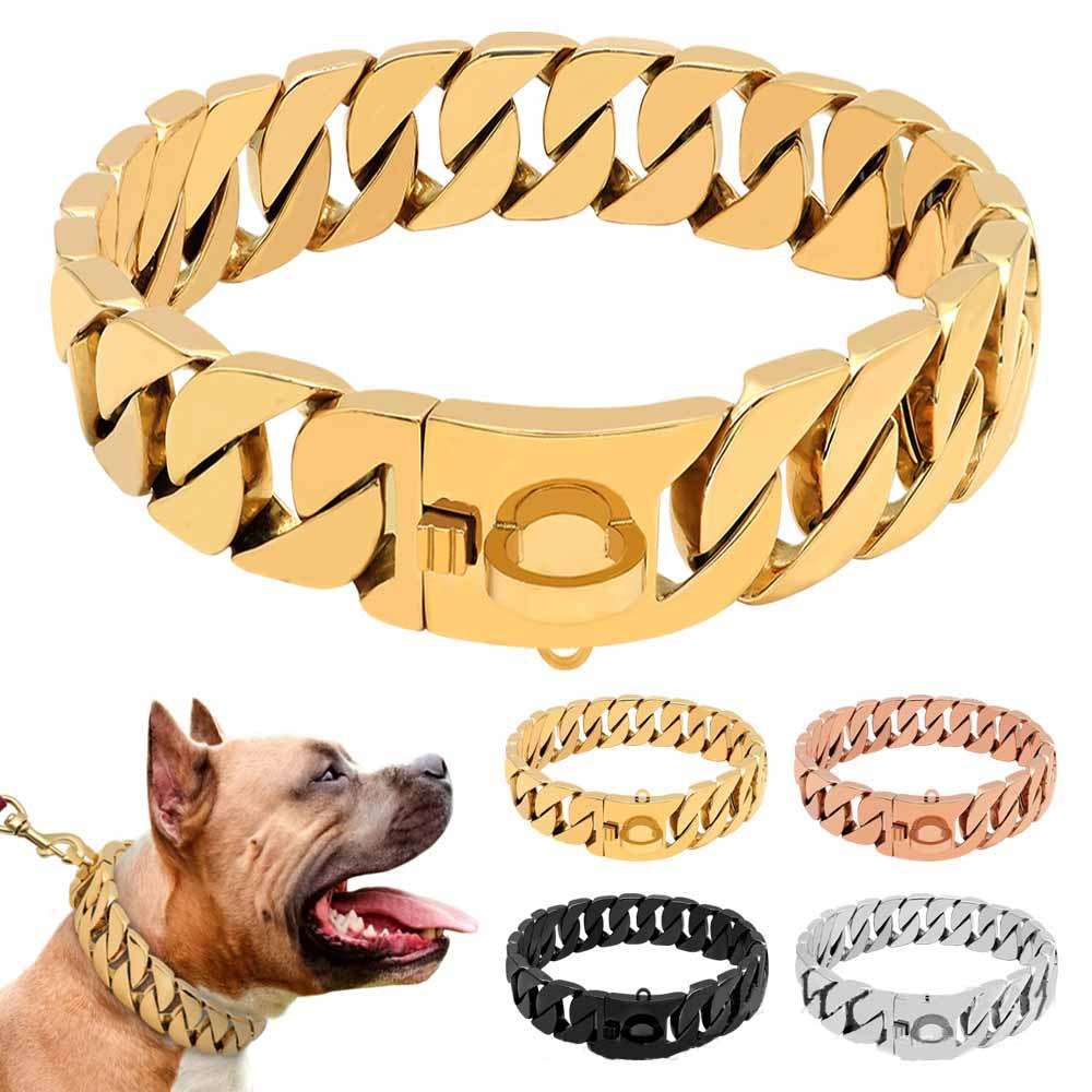 跨境新款大型犬铸造链不锈钢狗脖圈宠物项圈狗狗个性宠物用品