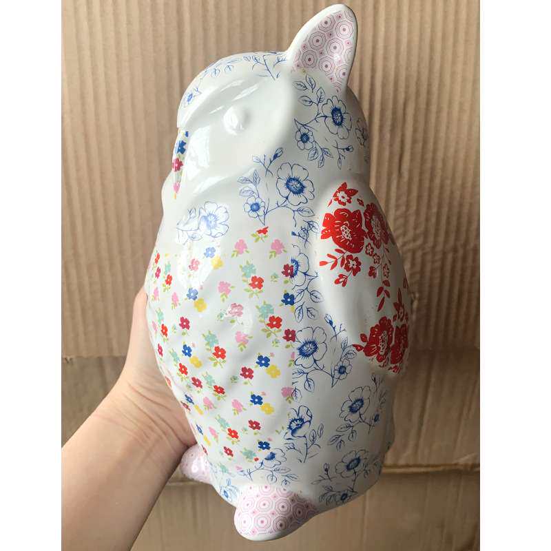 创意轻奢猫头鹰摆件简约客厅酒柜装饰现代网红存钱罐桌面动物陶瓷