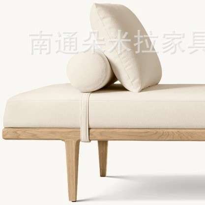 RH美式现代简约实木布艺沙发客厅沙发凳卧室床尾凳民宿公寓休闲长