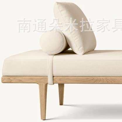 RH美式现代简约实木布艺沙发客厅沙发凳卧室床尾凳民宿公寓休闲长