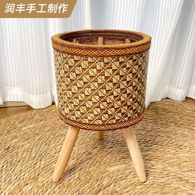 花架藤编客厅阳台竹藤室内花盆架落地式简约植物花篮架子手工藤艺