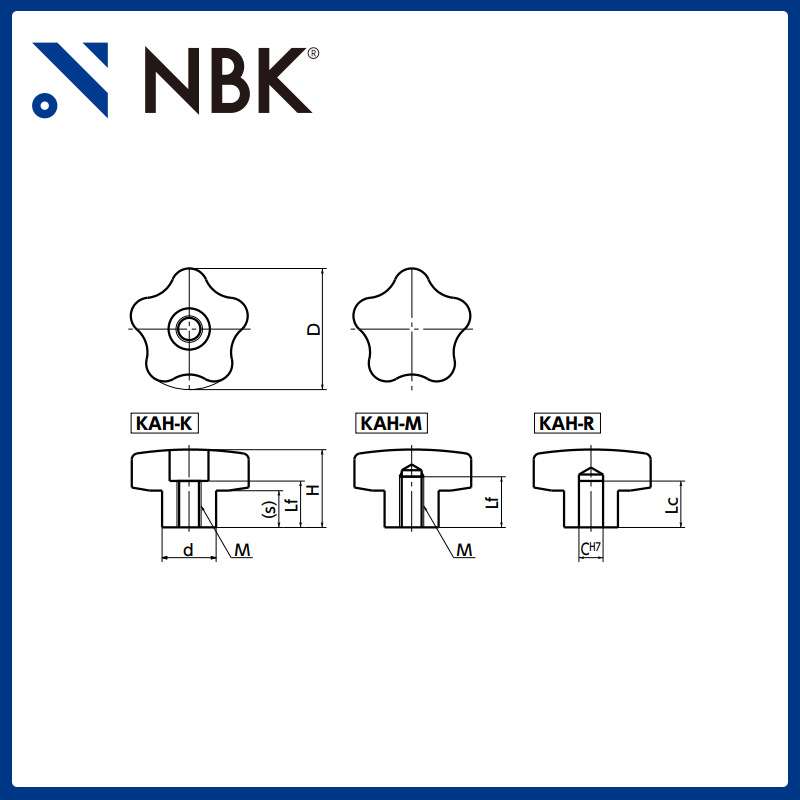 NBK KAH-K铝合金握把旋钮 多角形内螺纹耐腐蚀性优良 机械零配件