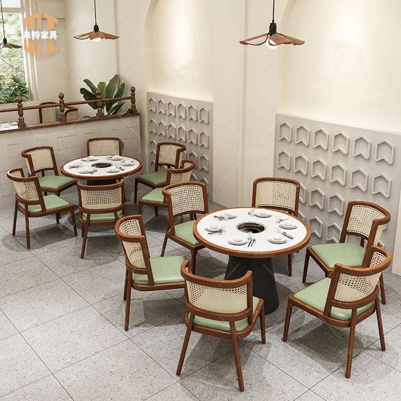 商用湘菜馆茶楼卡座沙发火锅店连锁餐厅奶茶店烧烤店实木藤编座椅
