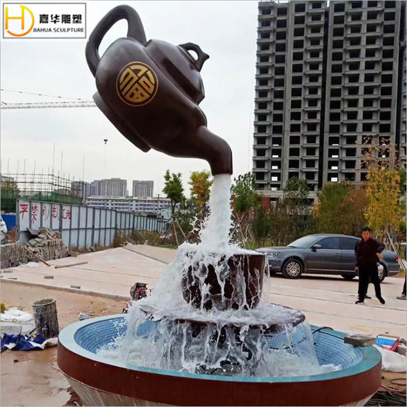 玻璃钢天壶喷水壶流水茶壶雕塑雕塑园林景观旅游景区悬空天壶摆件