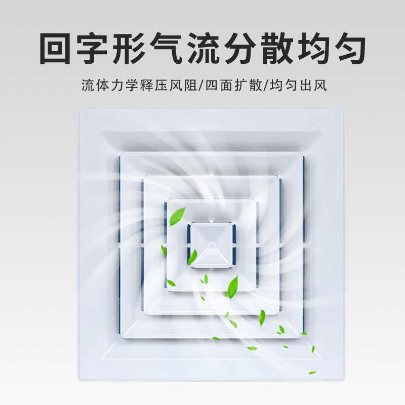 通风口吊顶方形散流器铝合金出风口ABS四面出风防结露圆形散流器