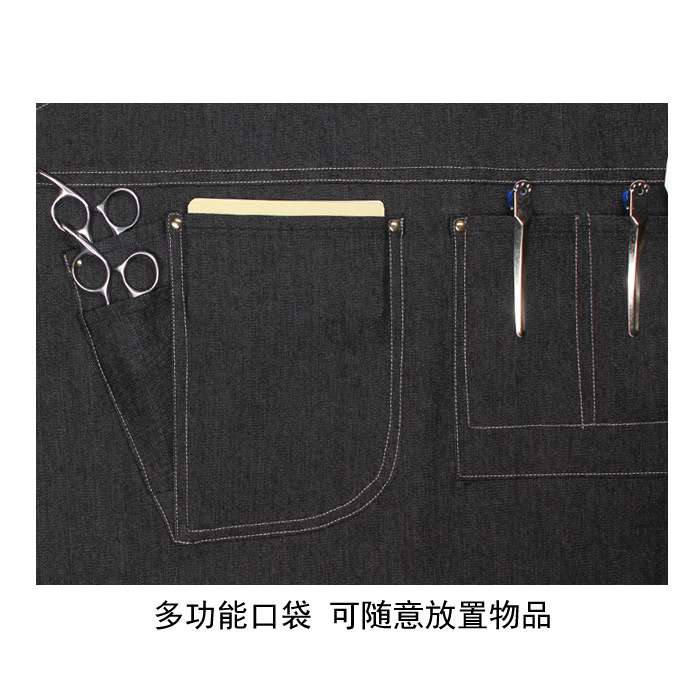 咖啡师发型师餐厅花艺工作服女背带牛仔围裙logo客订烘焙男韩版