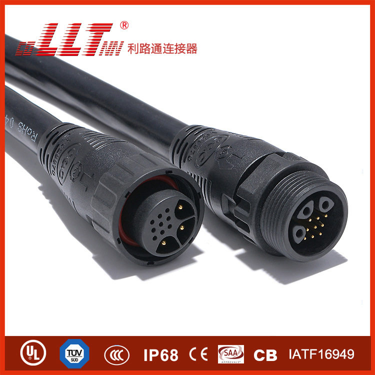 利路通LLT-3+9芯防水公母接头螺纹旋紧综合线缆防水连接器