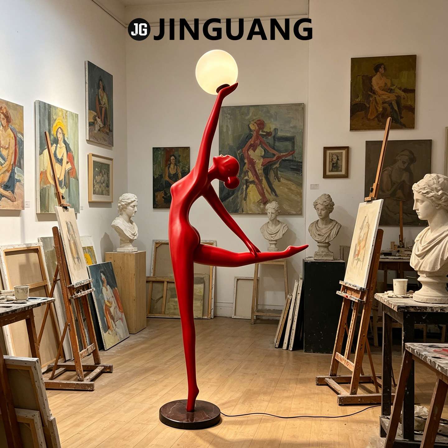 现代艺术品雕塑芭蕾少女人形跳舞橱窗落地灯抽象摆件客厅酒店展厅