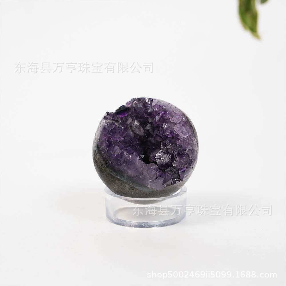 天然紫水晶簇开口笑紫晶洞聚宝盆钱袋子水晶工艺品家居办公摆件