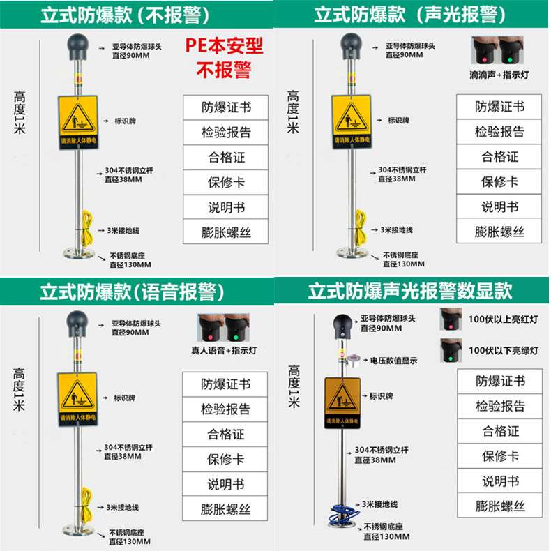 防爆静电释放器触摸工业消除器本安型声光语音报警安全型