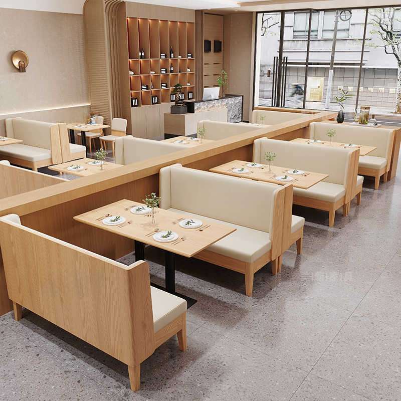 日料餐厅桌椅组合奶茶店西餐厅实木卡座咖啡厅甜品店沙发座椅组合