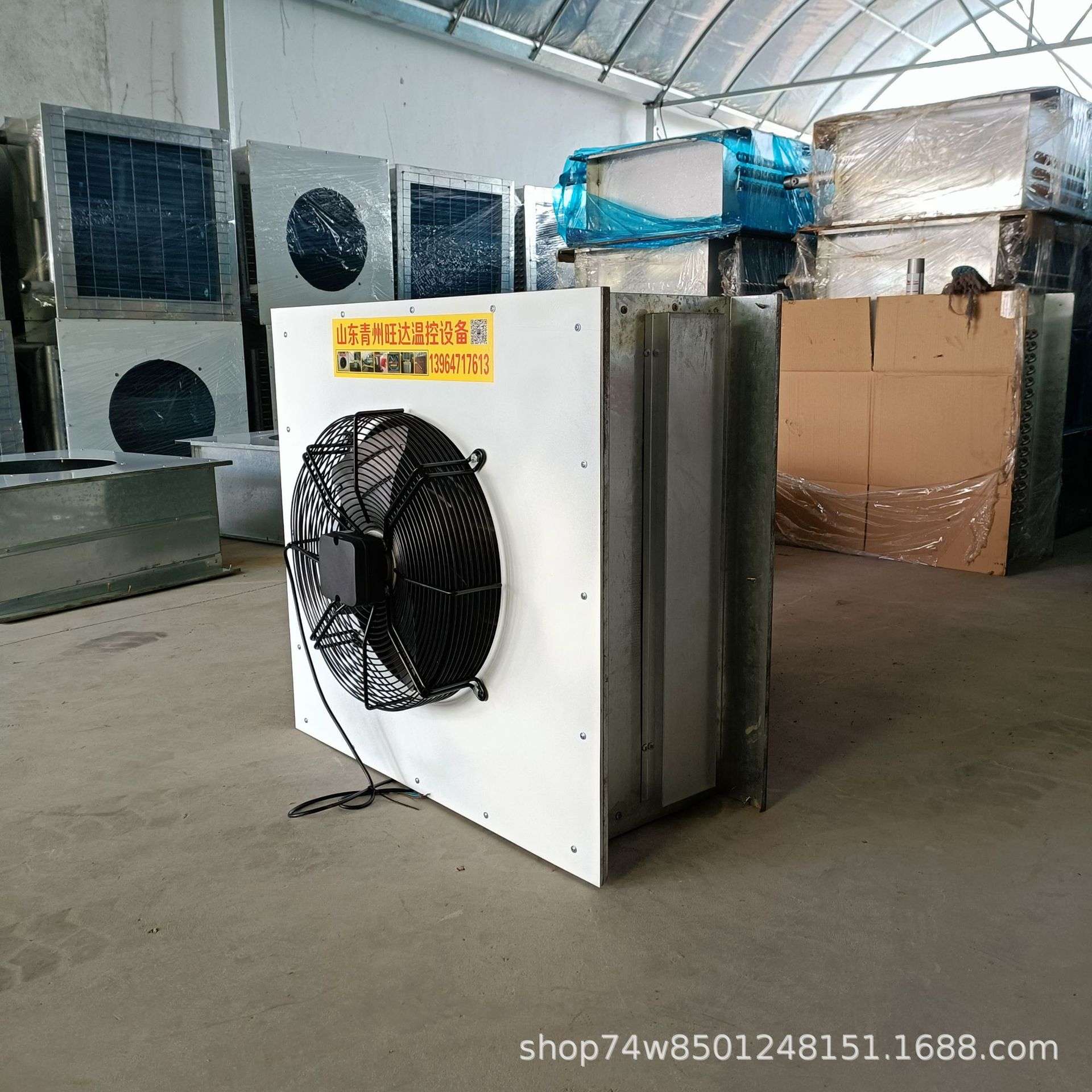 畜牧养殖水暖风机工业热风机养猪厂冬季加温供暖铜管水温换热器