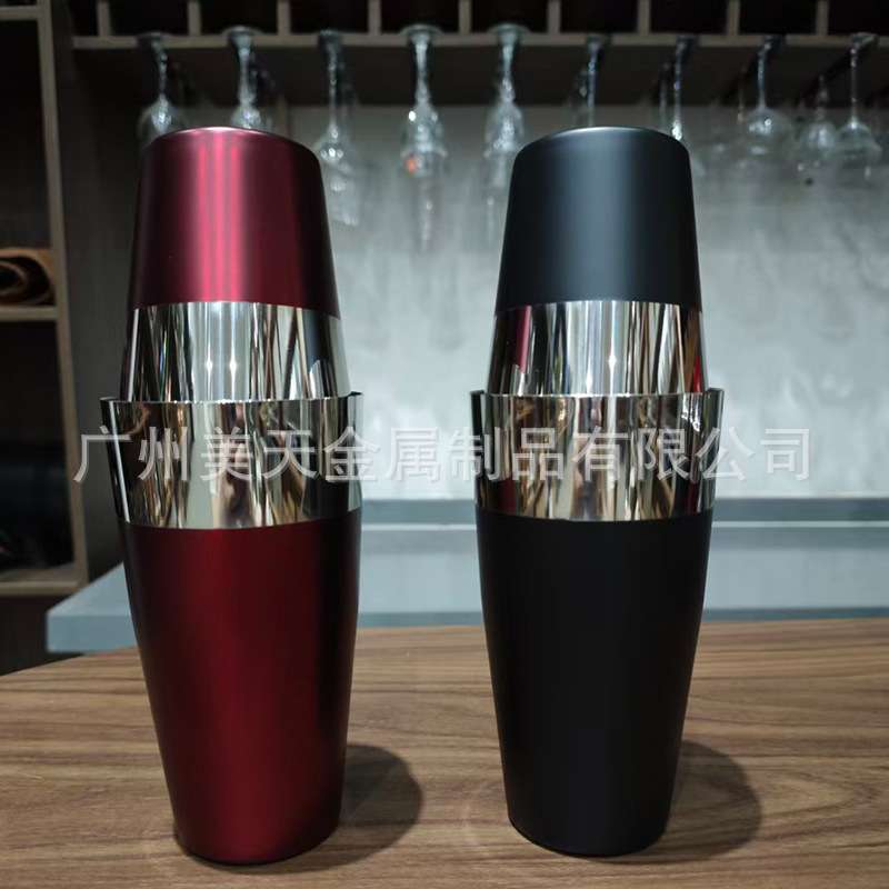 304不锈钢调酒器 酒吧三段式摇酒壶喷漆两段式厅杯外贸跨境雪克壶