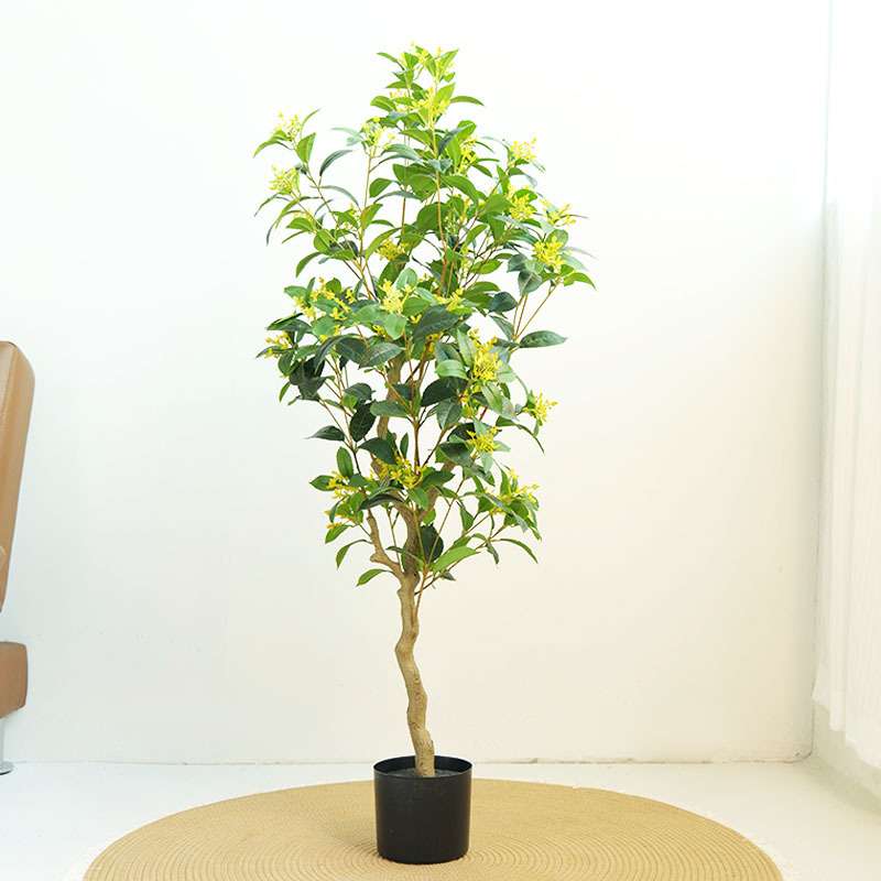 仿真桂花树落地盆栽室内桂花树开花装饰品客厅庭院绿色景观植物