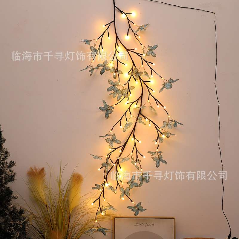 仿真树枝藤条灯led彩灯闪灯串桃花可弯曲节日墙面装饰蝴蝶造型灯