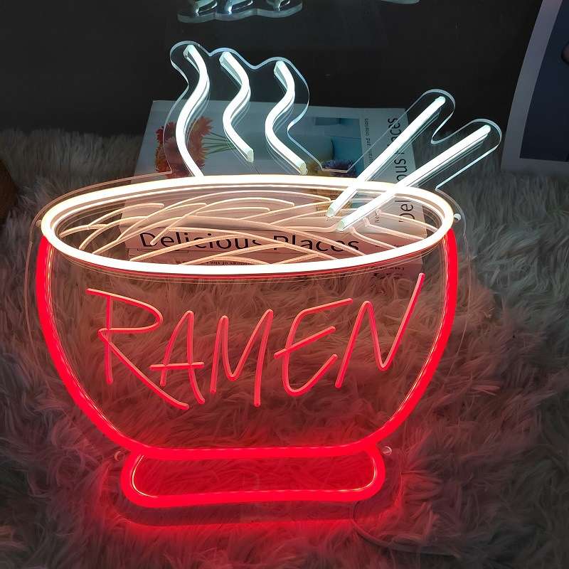 led霓虹灯创意个性RAMEN拉面馆招牌发光广告造型灯氛围装饰夜灯