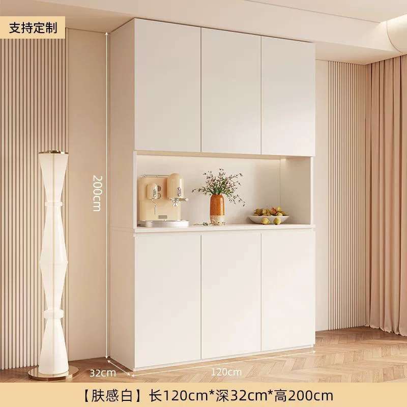 现代时尚奶油风餐边柜高柜实木颗粒板E0级环境友好免漆台