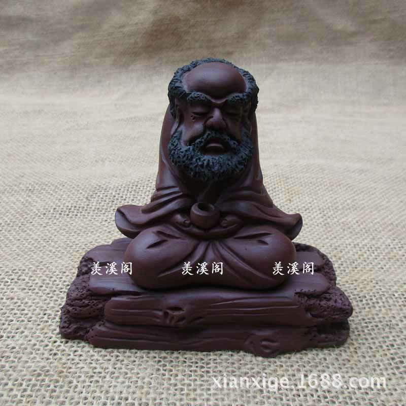 宜兴紫砂茶宠紫砂雕塑摆件紫砂达摩紫砂树桩悟禅达摩